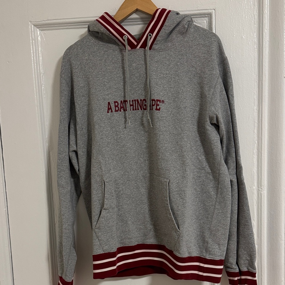 BAPE Gray Hoodie with Red Accents